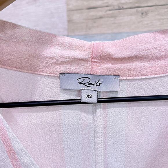 RAILS Thea Striped Tie Front Top Blue Pink Pastel Dolman Half Sleeve Womens XS - Picture 6 of 8
